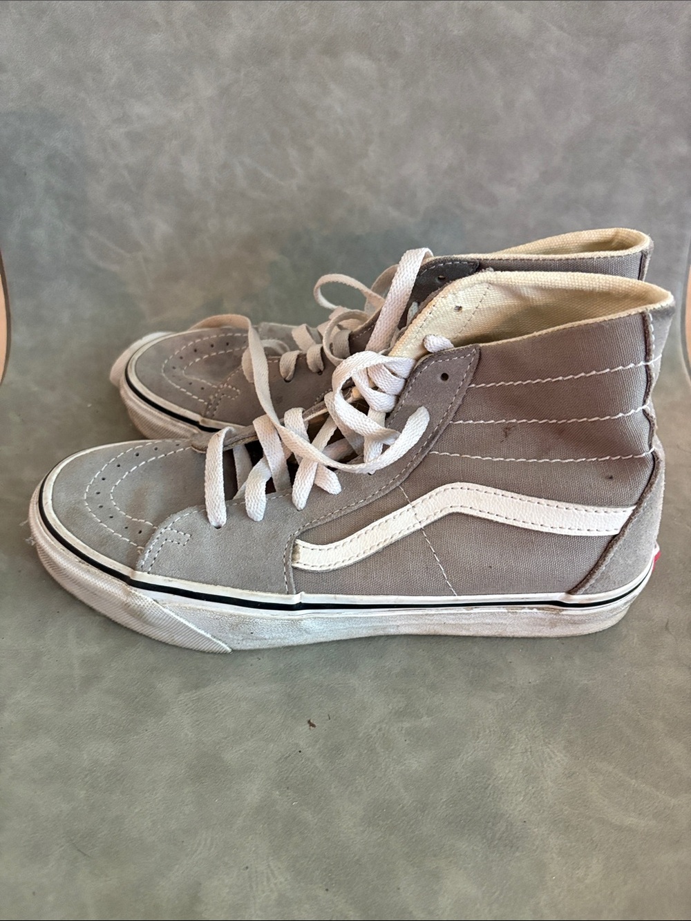 Vans Gray and White Sk8-Hi Women’s High-Top Sneakers